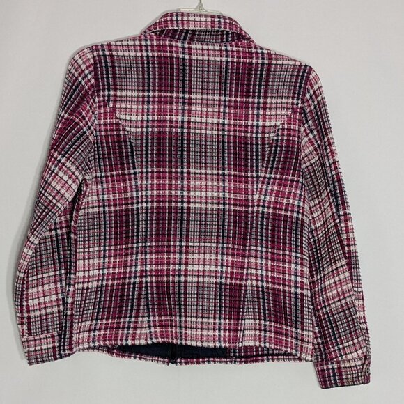 CHRISTOPHER & BANKS Purple/Black Tweed Long Sleeve Full Zip Career Jacket Size M - Picture 2 of 5